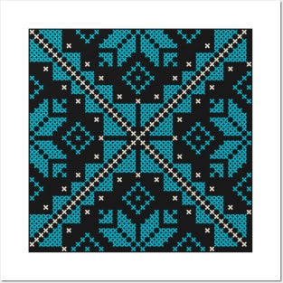 Palestinian Jordanian Traditional Tatreez Cross Stitch Embroidery Art Pattern #12-trz Posters and Art